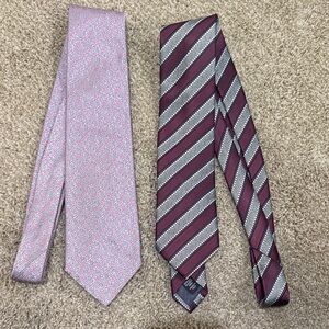 Ermenegildo Zegna Pink and Burgundy Tie Set